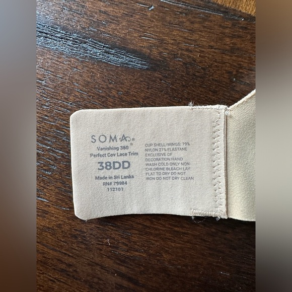 Soma Elegant Lace Trimmed Bra in Tan- size 38DD - Picture 4 of 4